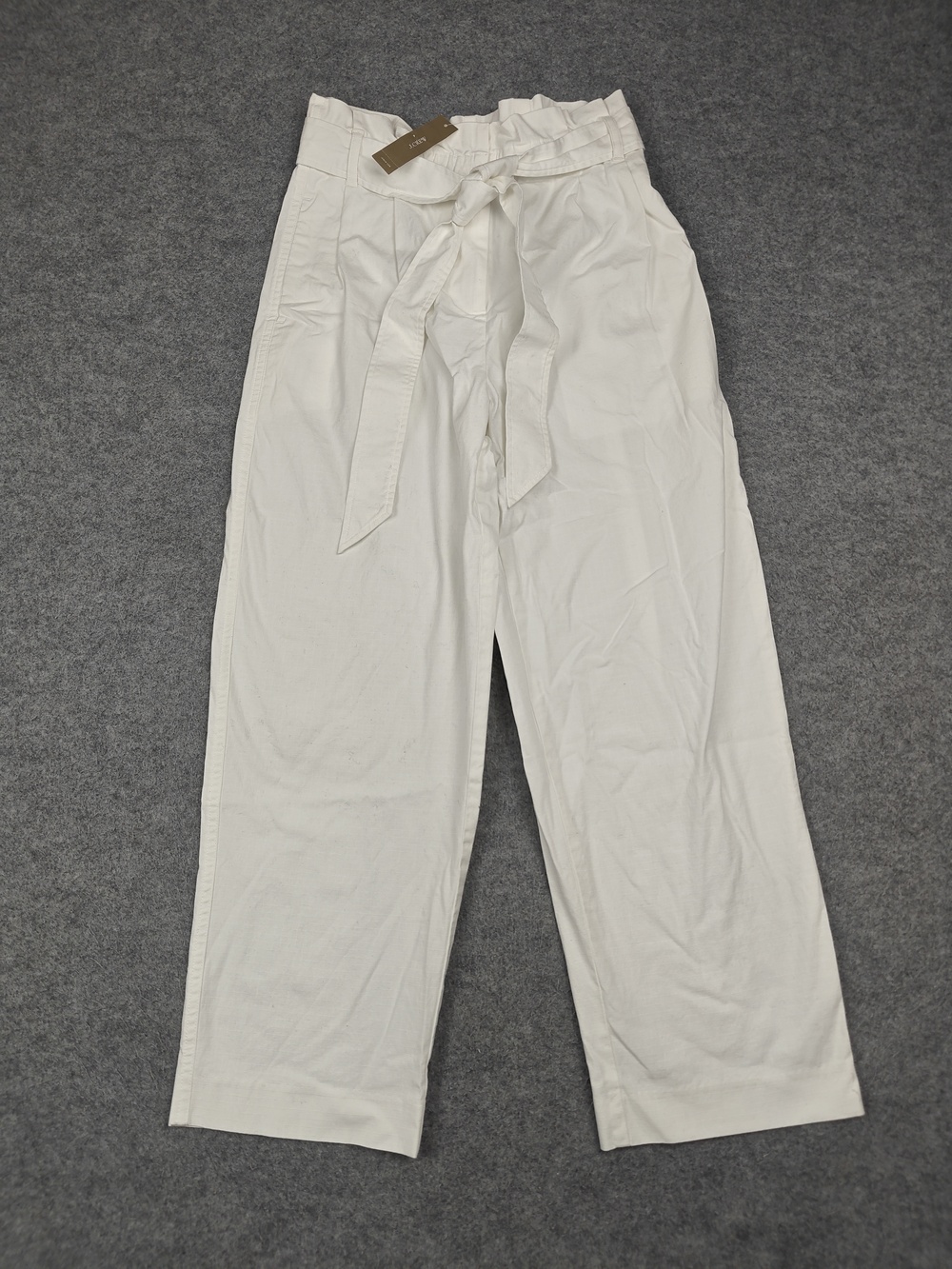 J.CREW Pants Womens 2 White Paperbag High Rise Straight Twill Relaxed Fit